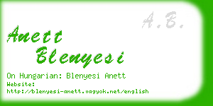 anett blenyesi business card